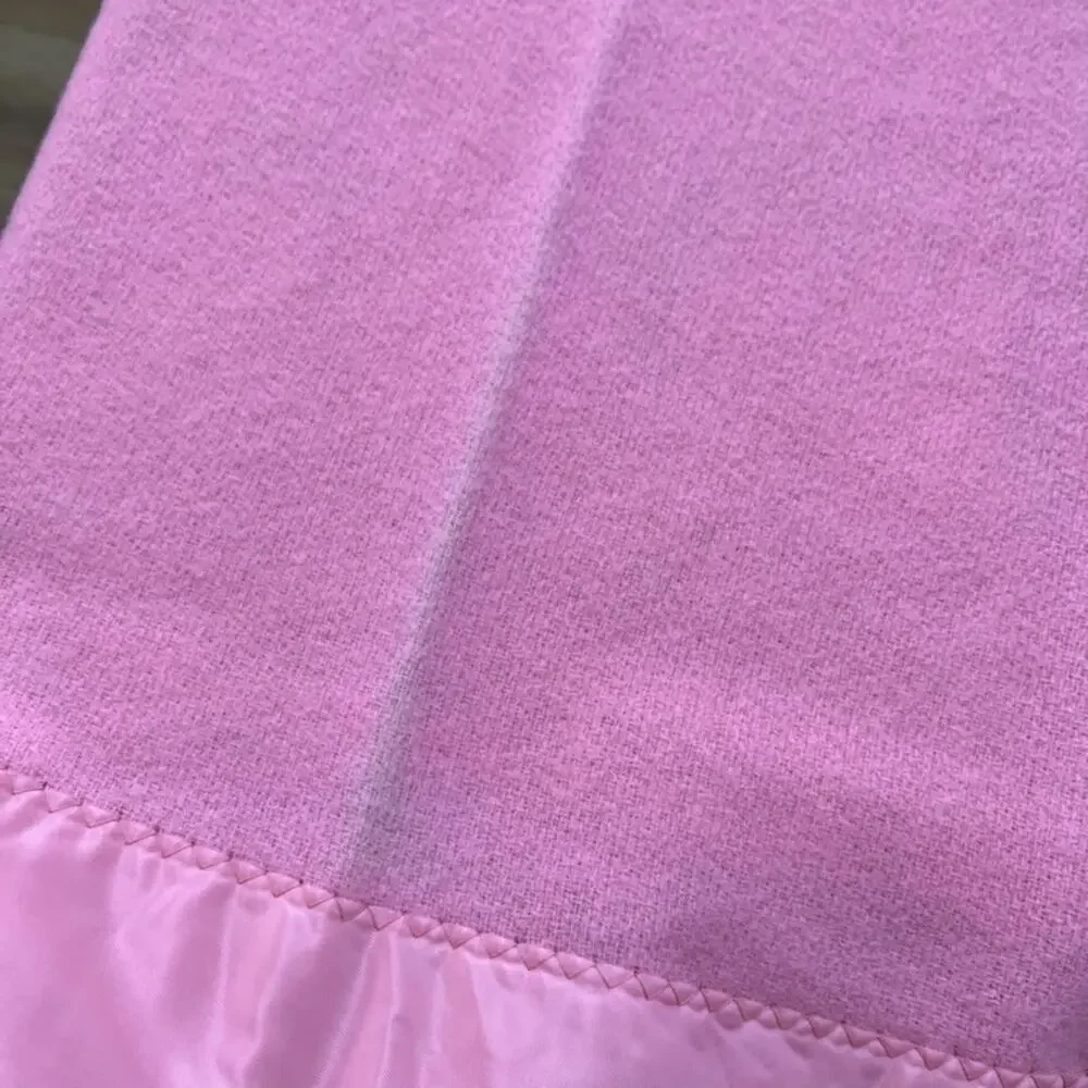 Vintage Pink Wool Blanket 80 x 88